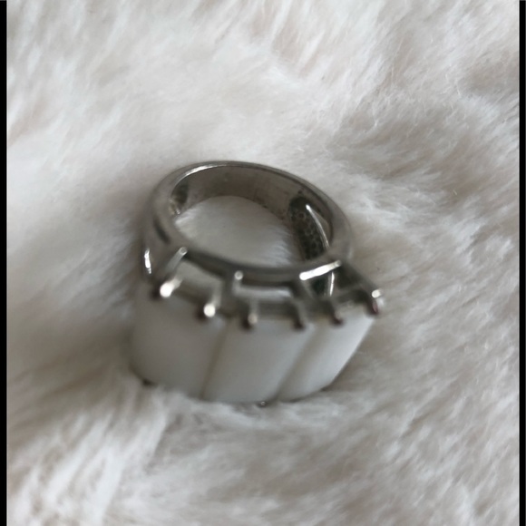 SPECIAL! Any 2 for 20, 3 for 25! Size 6 white stone ring on silver coloured band - Picture 2 of 2